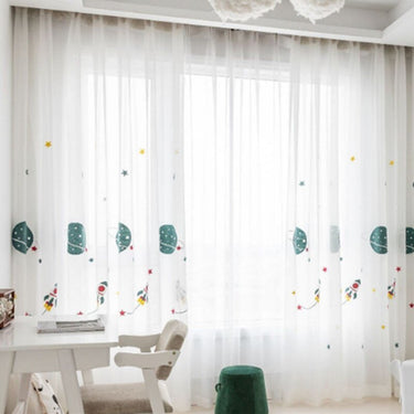 Outer Space Rocket Embroidered Voile Curtain - Casatrail.com